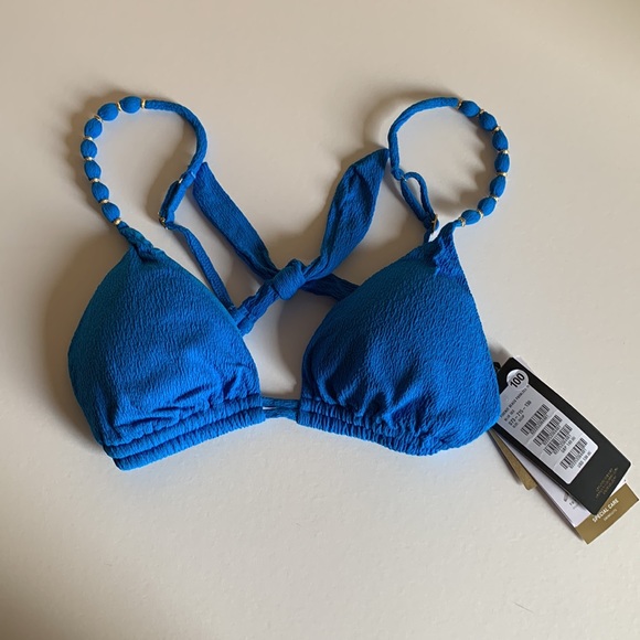 Vix Firenze Beads Parallel Triangle Bikini Top in Blue Ocean - Picture 3 of 9